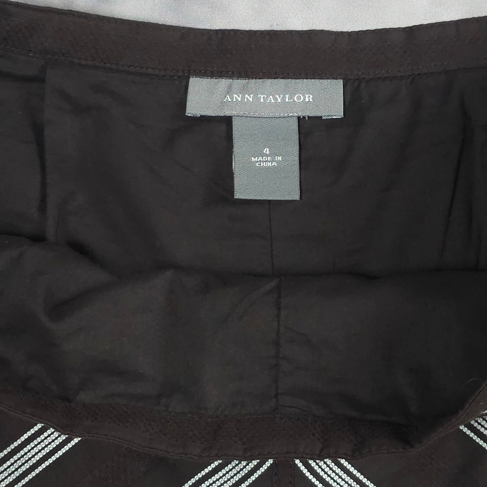 Preppy Chevron Stripe Cotton A Line Mini Skirt Brown Cream Geometric Womens 4 - Picture 4 of 7